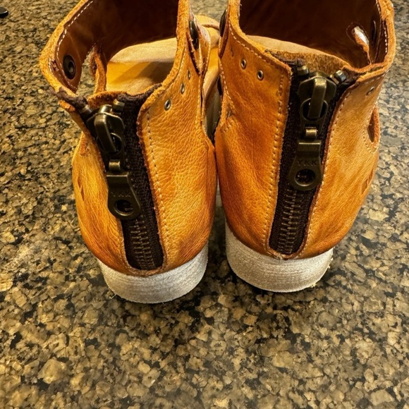 BED|STU Tan Leather Platform Sandals with Zip Back|Size 7 - Picture 4 of 9